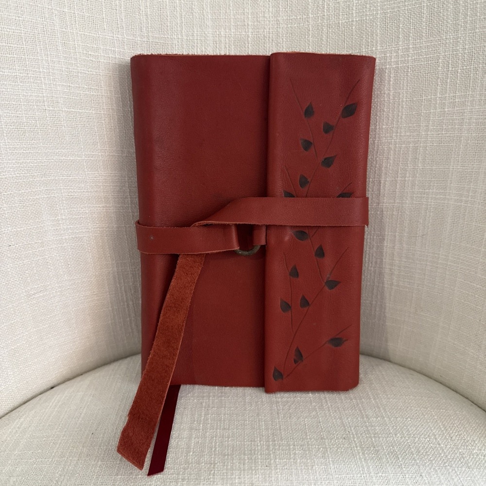 9x5 Inch sketchbook Leather blank page diary Leather diary for travel Leaf Print